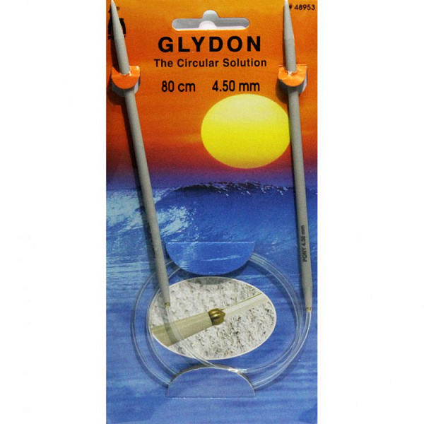 

48953 Спицы вязальные круговые GLYDON 4,50мм*80см, пластик PONY, Серый