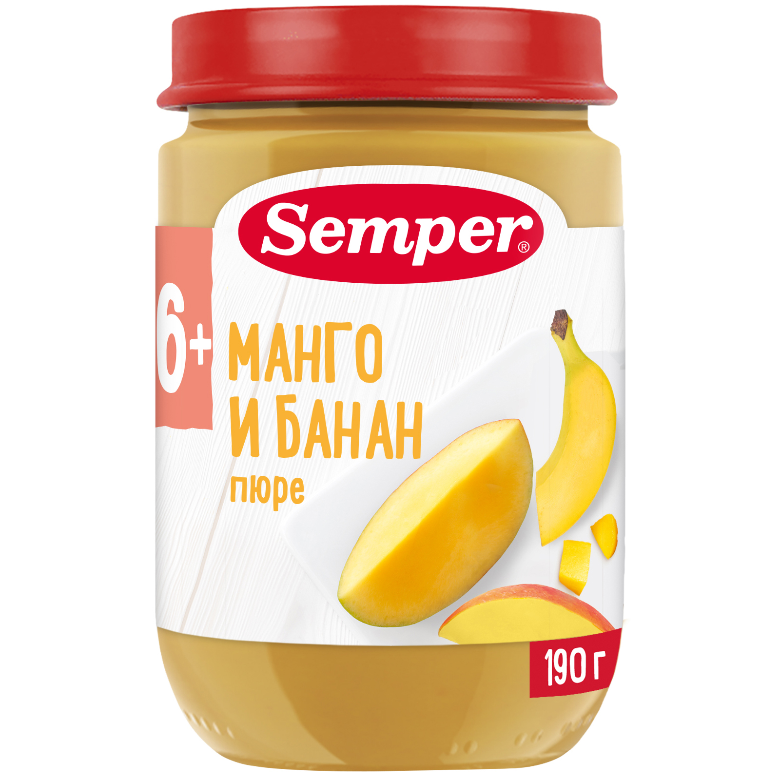 Пюре Semper манго и банан без сахара с 6 месяцев 190 г 300₽