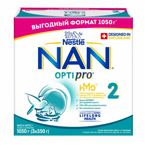 

Детская смесь NAN Optipro HMO № 2 молочная сухая с 6 месяцев 1,05 кг