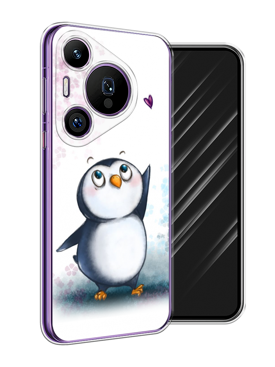 

Чехол Awog на Huawei Pura 70 Pro/70 Pro Plus "Пингвин и сердечко", Белый, 6124150-1