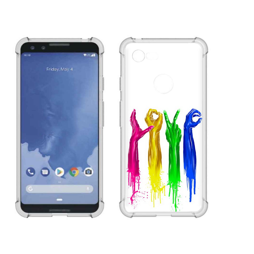 

Чехол MyPads Tocco для Google Pixel 3 яркие руки love, Прозрачный, Tocco