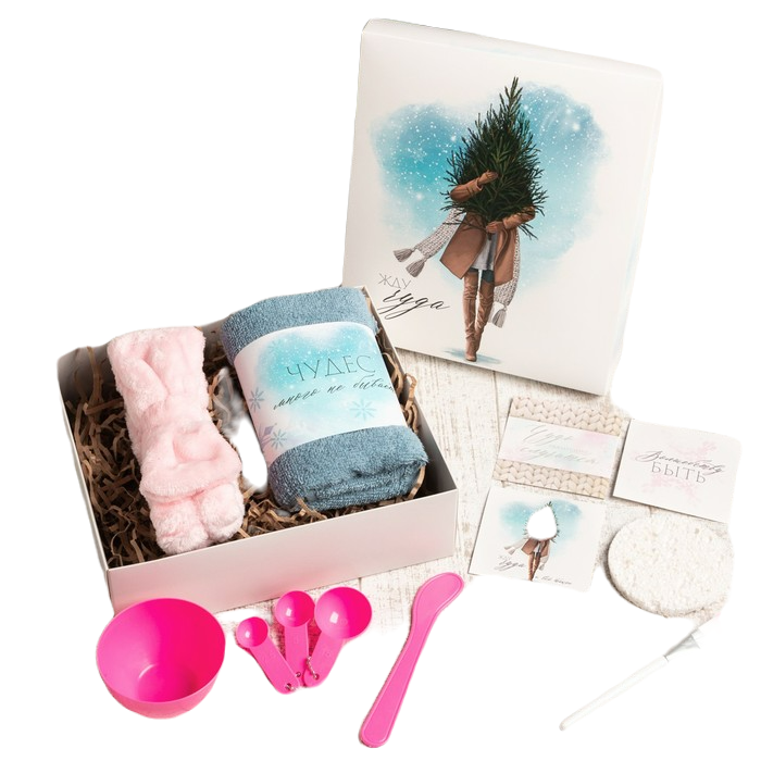 

Подарочный набор новогодний Жду чудо полотенце и аксессуары