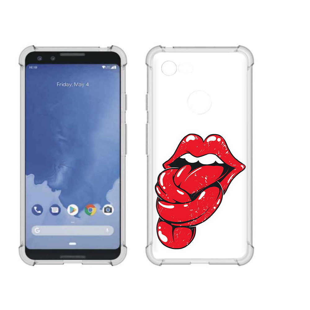 

Чехол MyPads Tocco для Google Pixel 3 яркие губы с языком, Прозрачный, Tocco