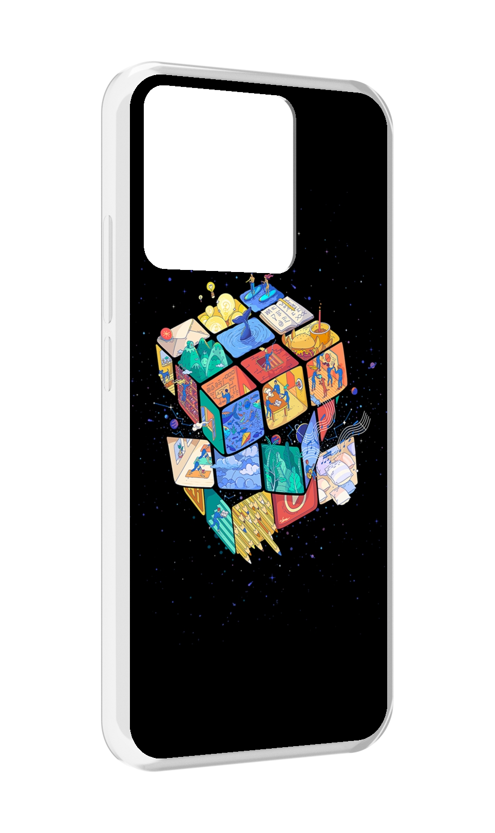 

Чехол MyPads Tocco для Xiaomi Redmi 10A Кубик-Рубика, Прозрачный, Tocco