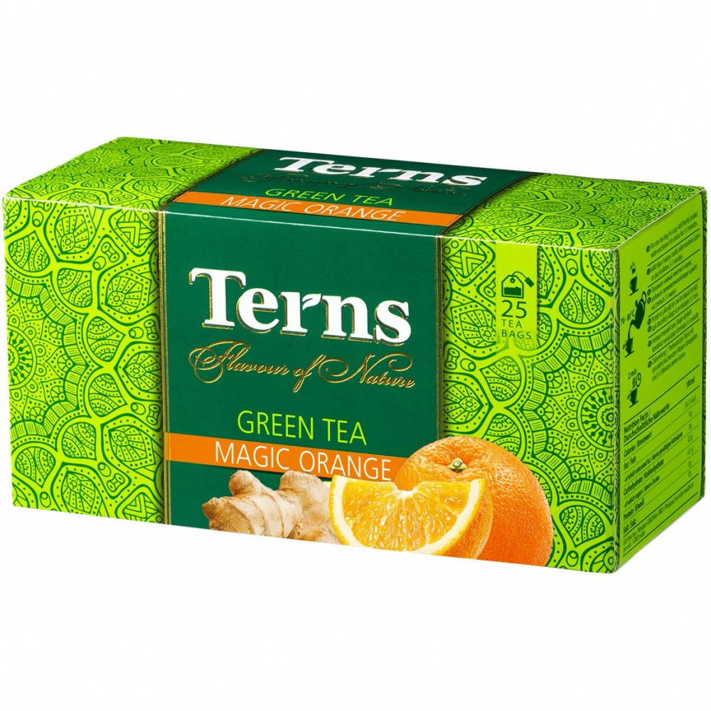 

Чай зеленый Terns "Magic Orange", с добавками, 25 сашетов