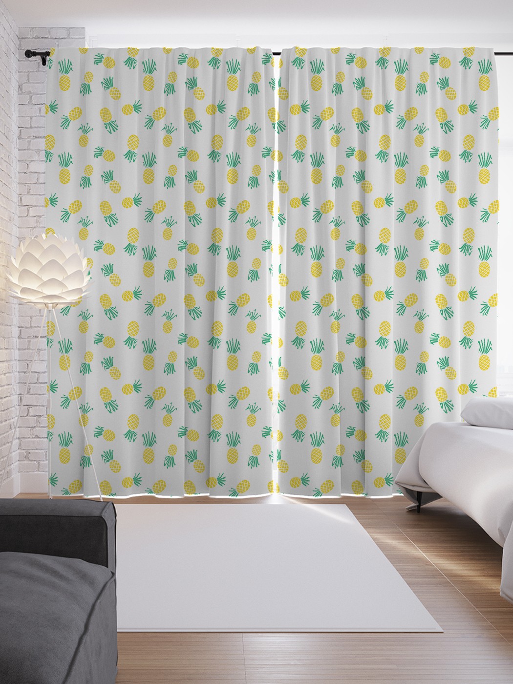 

Шторы JoyArty с фотопечатью "Рисунки ананасов" из сатена, 290х265 см, Рисунки ананасов