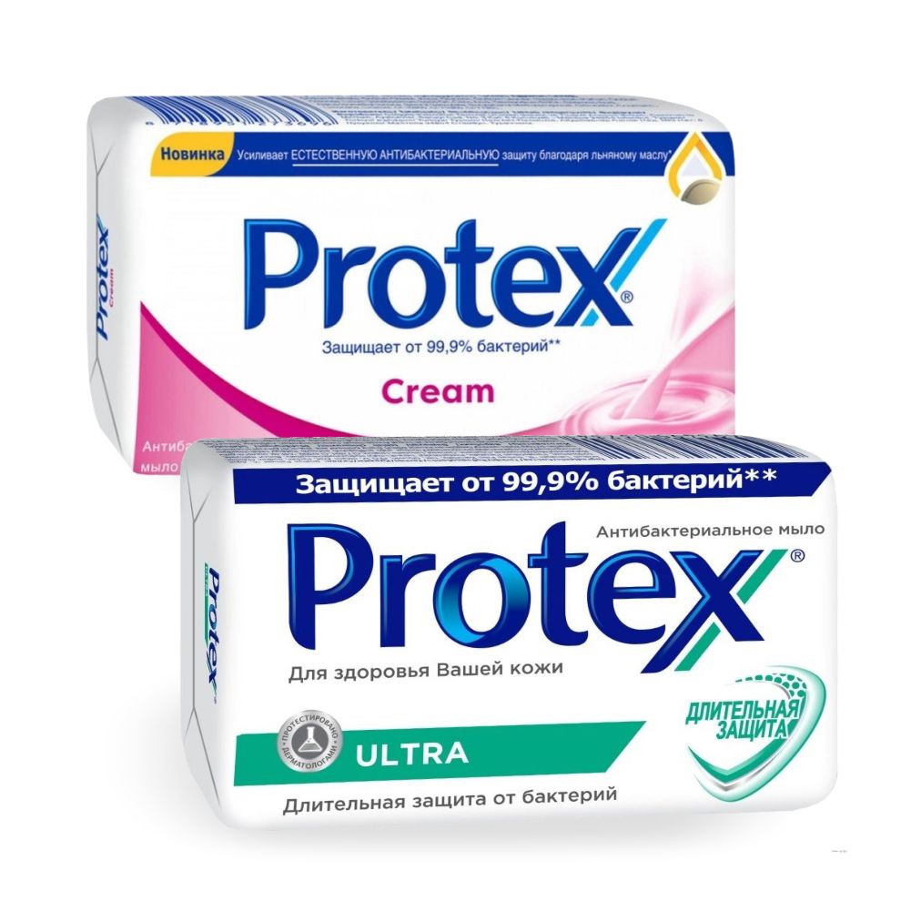 Набор туалетного мыла Protex Cream + Ultra по 90 г набор полотенец кухонных 2 шт 40х60 см вафельный 100% хлопок arya provense экрю лиловый турция