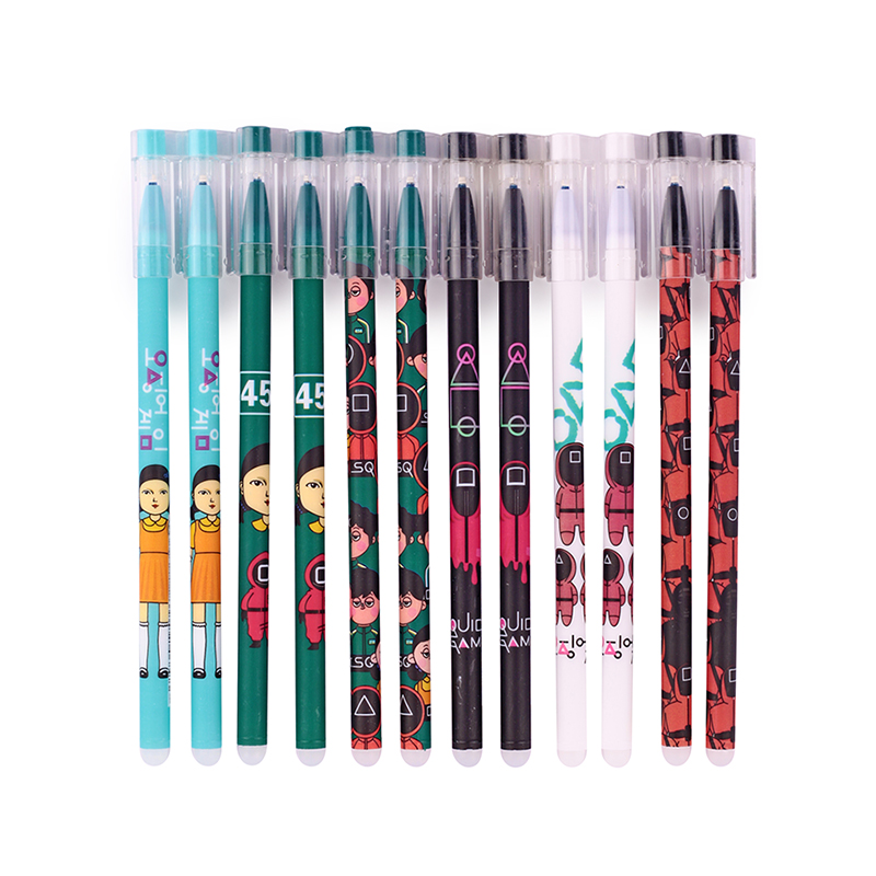 Гелевые ручки в наборе детские MC-Basir Пиши-стирай Игра в кальмара CH0031 синие 12 шт