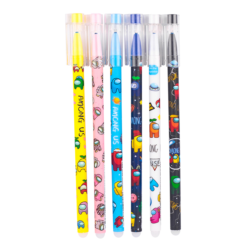 Ручки пиши стирай для мальчиков набор в школу MC-Basir Амонг ас CH0033 синие 6 шт
