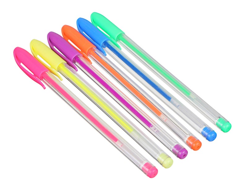 Набор ручек гелевых ClipStudio Флуоресцентные, разноцветные, 0,7 мм, 6 шт.