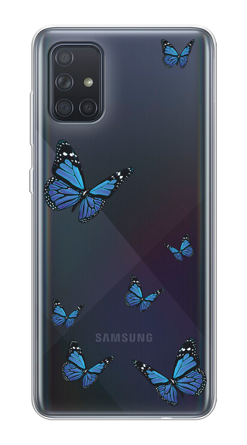 

Чехол на Samsung Galaxy A71 4G "Blue butterflies", Синий;черный, 29050-1