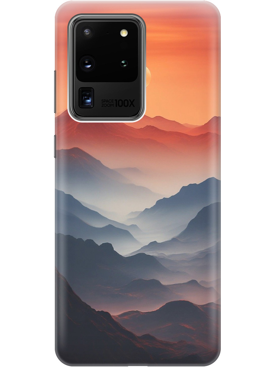 

Силиконовый чехол на Samsung Galaxy S20 Ultra с принтом "Луна над горами", 722628610