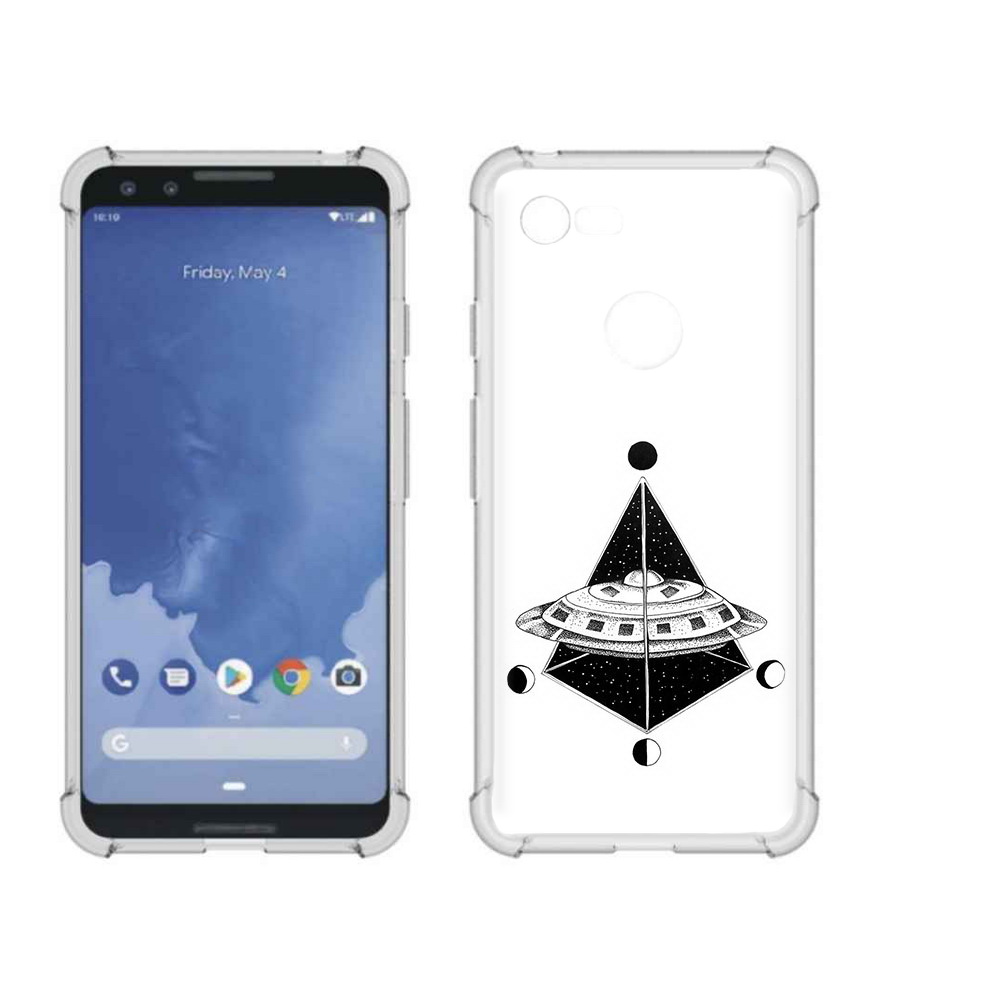 

Чехол MyPads Tocco для Google Pixel 3 черно белая летающая тарелка, Прозрачный, Tocco