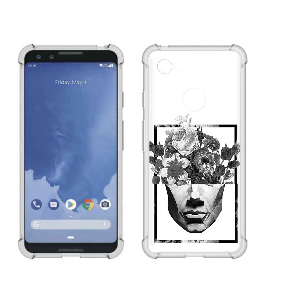 

Чехол MyPads Tocco для Google Pixel 3 черно белая ваза в абстракции, Прозрачный, Tocco