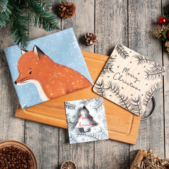 

Набор подарочный Этель Snow fox: кух. полотенце и акс.