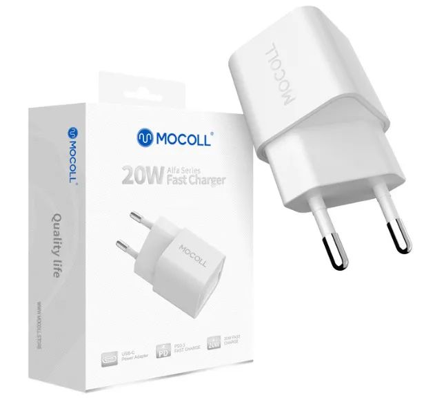 Сетевое зарядное устройство Mocoll 20W Fast Charge Type-C Alfa White