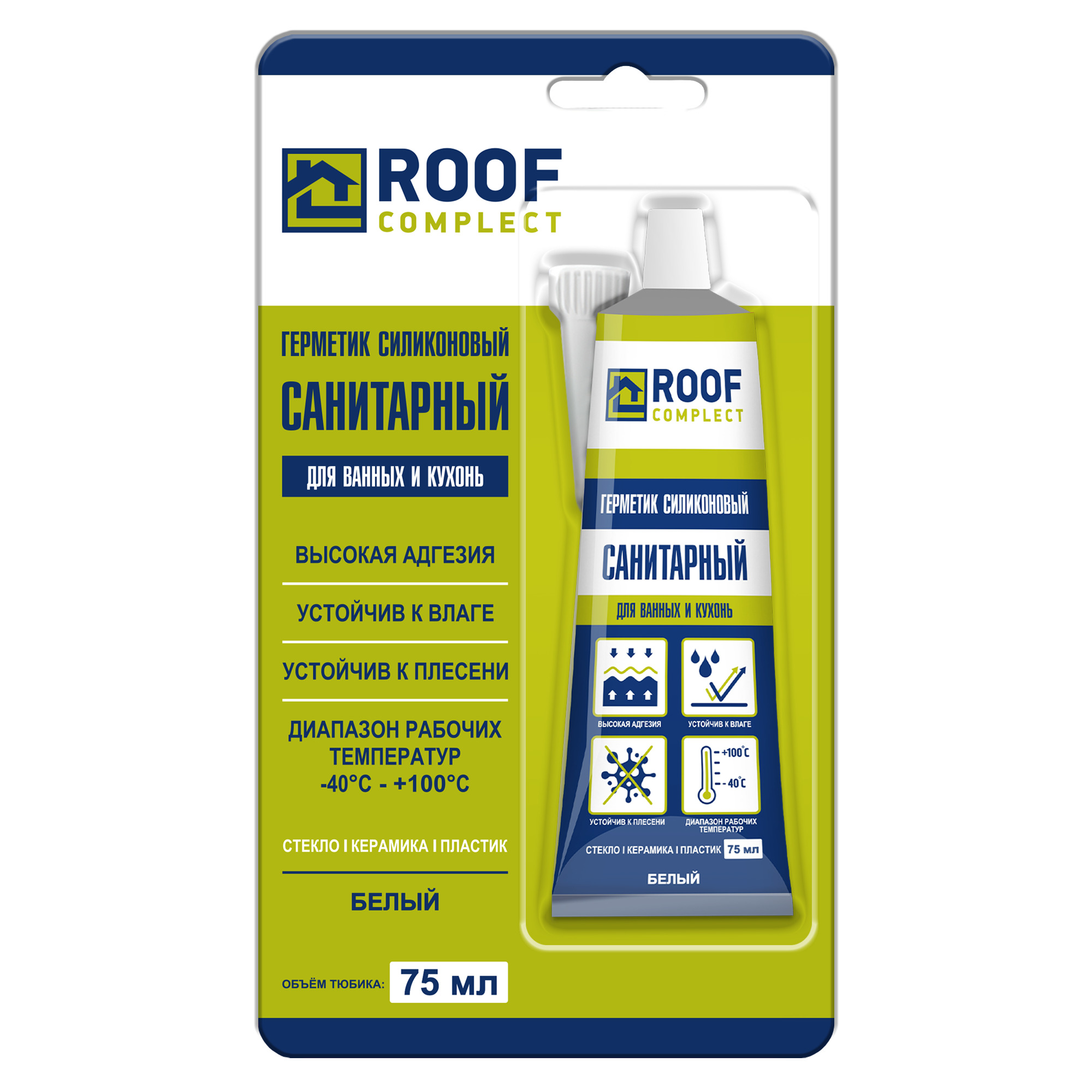 Герметик силиконовый санитарный Roof Complect (75 мл) белый