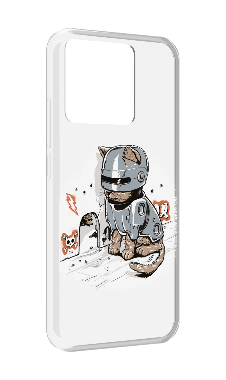 

Чехол MyPads Tocco для Xiaomi Redmi 10A Грозный кот, Прозрачный, Tocco