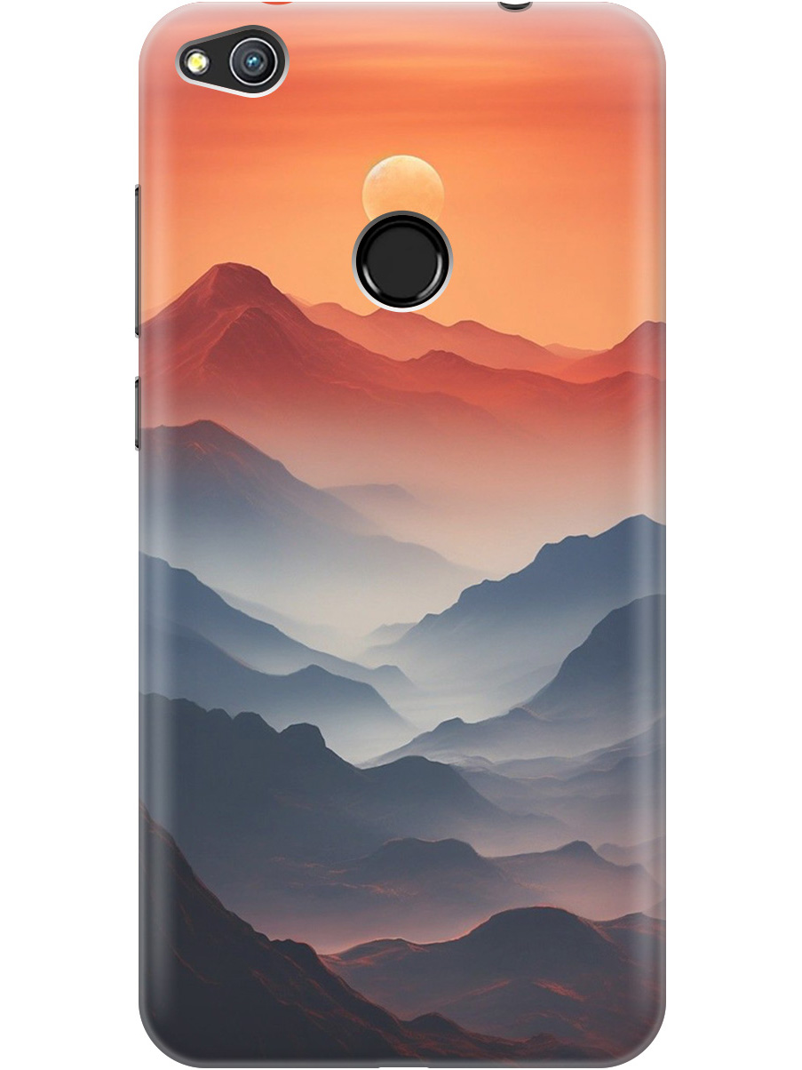 

Силиконовый чехол на Honor 8 Lite / Huawei P8 Lite (2017) с принтом "Луна над горами", 714714510