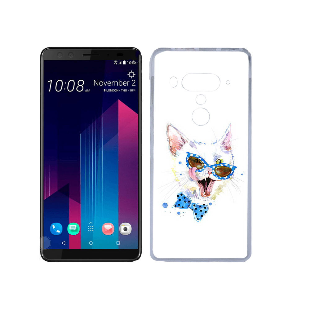 

Чехол MyPads Tocco для HTC U12+ белый кот, Прозрачный, Tocco