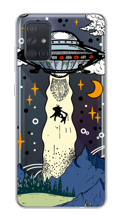

Чехол на Samsung Galaxy A71 4G "НЛО забирает корову", Бежевый;синий;желтый, 29050-1