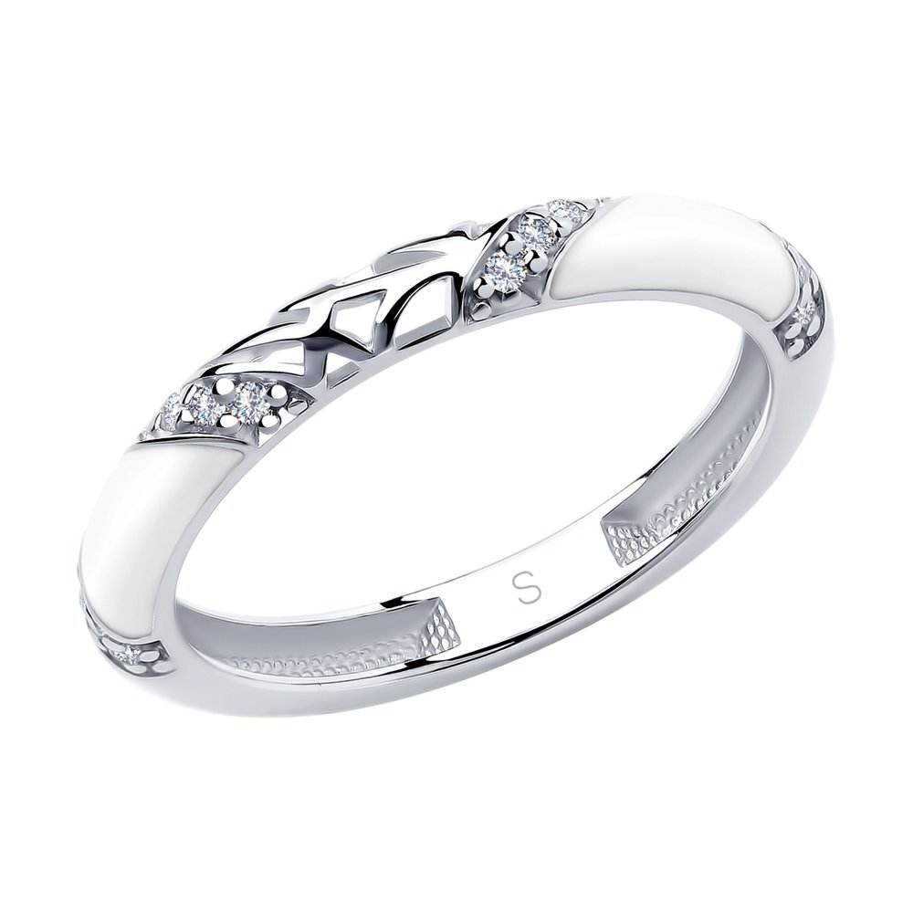 фото Кольцо из серебра с фианитом/эмалью р.16 sokolov 94011336