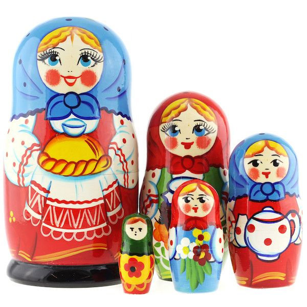 

Подарки Матрёшка "Каравай" (5 мест, 18 см)