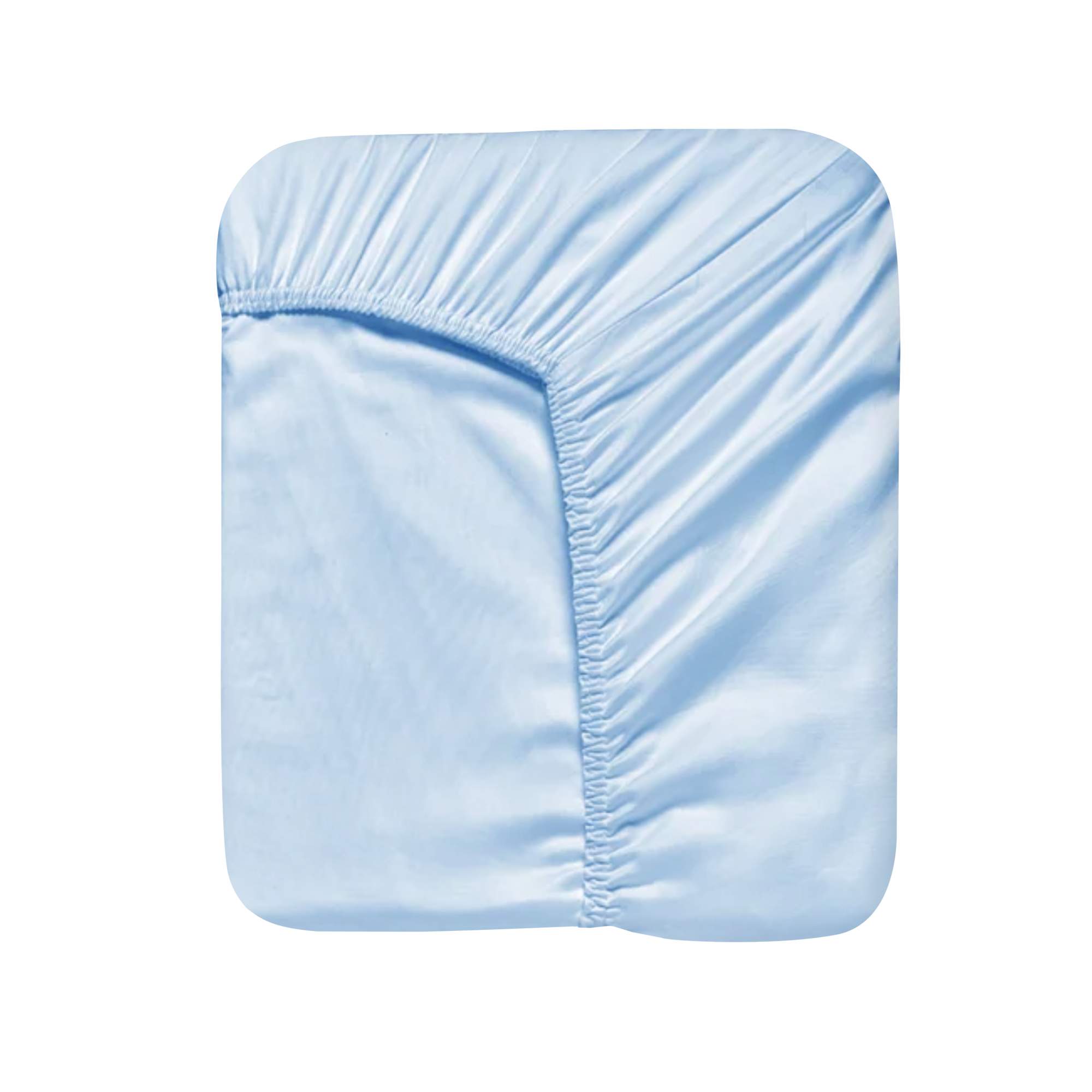 

Простыня из премиум сатина North Blue 90x200x30 на резинке, Простыня