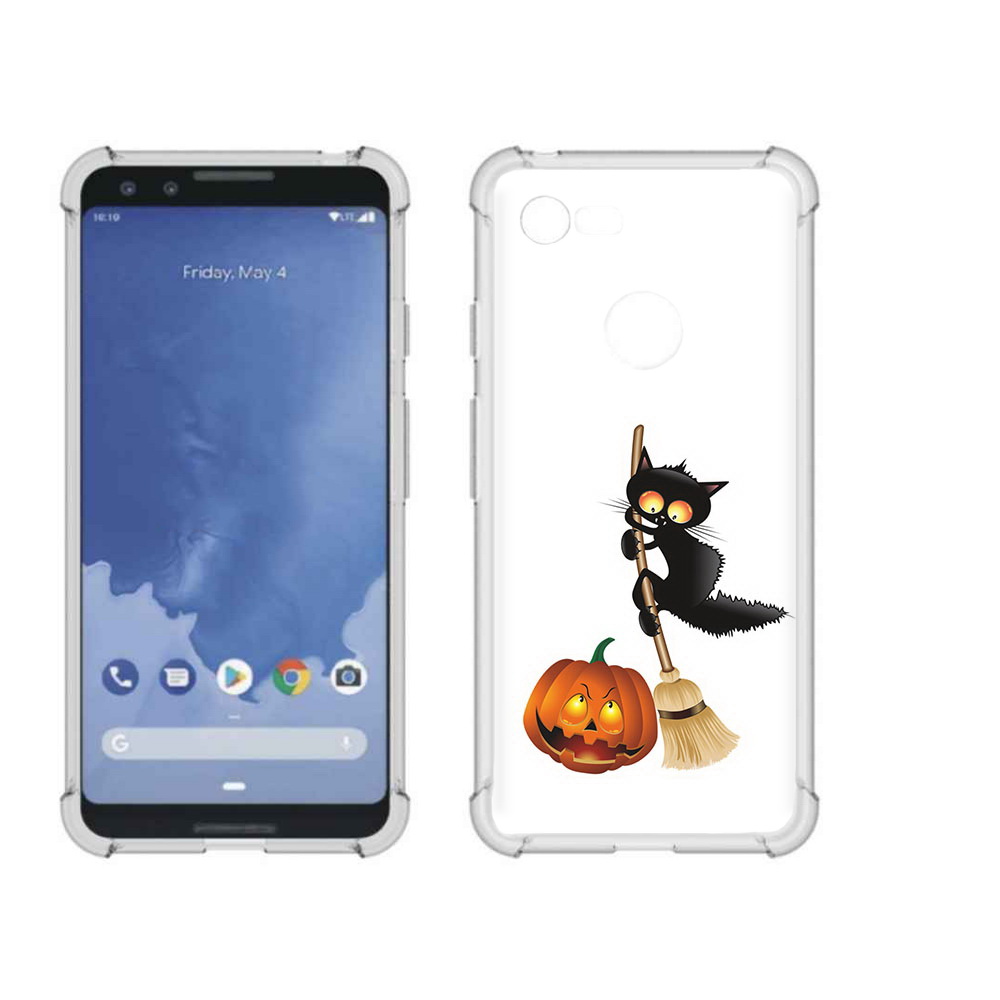 

Чехол MyPads Tocco для Google Pixel 3 хэлуинский котик, Прозрачный, Tocco