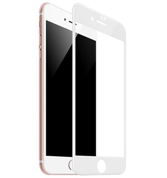 Защитное 3D стекло для iPhone 7 противоударное / закругленные края (Белый)