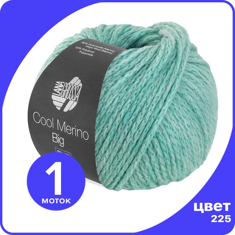 

Пряжа Lana Grossa Cool Merino Big 1 шт - 225 (Мятно - бирюзовый) - 50 гр х 90 м / Лана Гро, LGbigclmerino_klubok.club