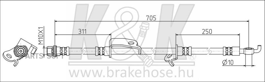 Шланг Тормозной K&K Ft1519 Toyota Rav-4 12-, Harrier, Lexus Nx# Передн. Лев. K&K арт. FT15