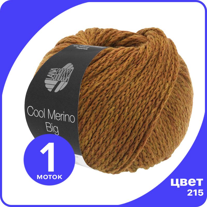 

Пряжа Lana Grossa Cool Merino Big 1 шт - 215 (Нуга) - 50 гр х 90 м / Лана Гросса Кул Мерин, Коричневый, LGbigclmerino_klubok.club