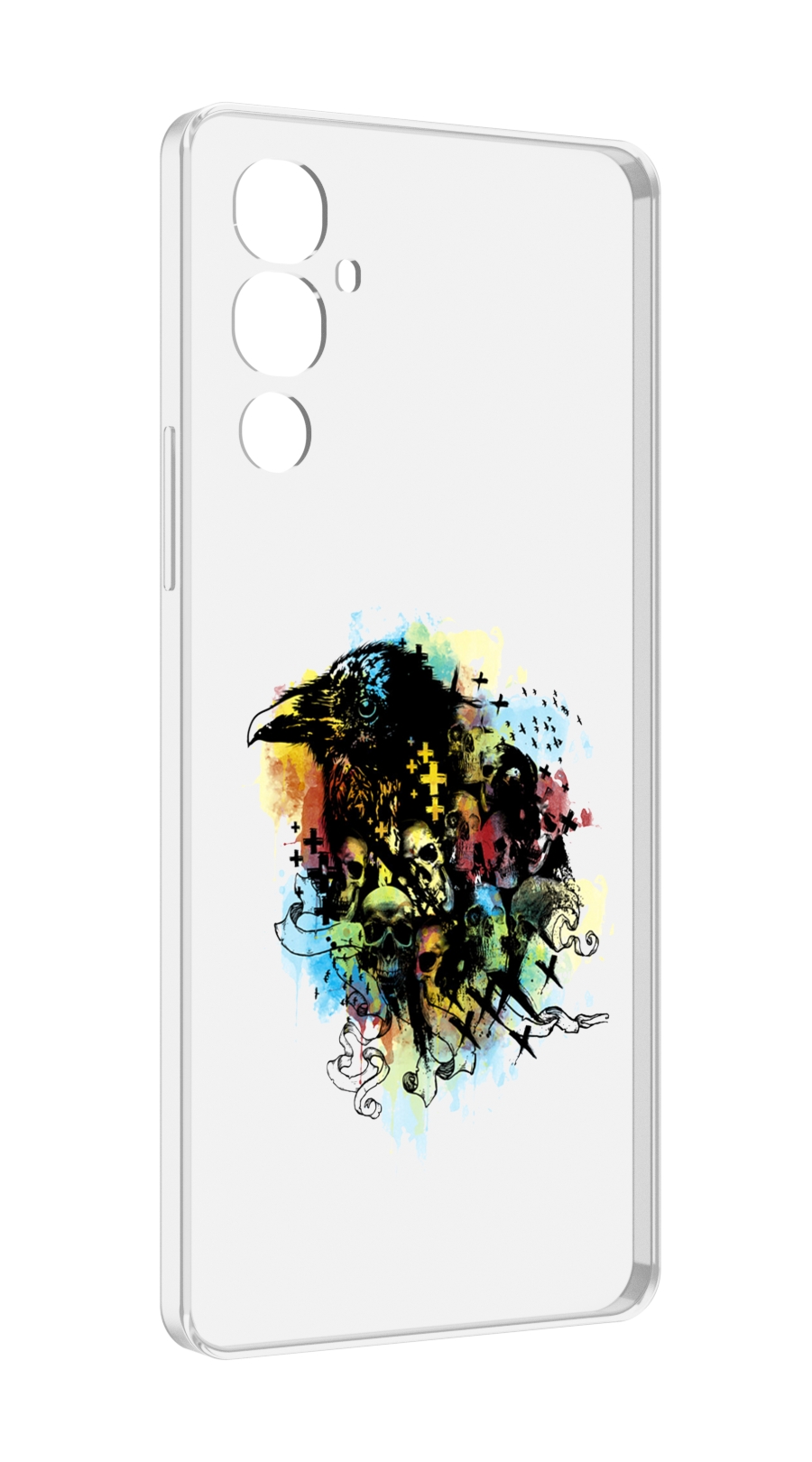 

Чехол MyPads ворон и черепа для Tecno Pova 4, Прозрачный, Tocco