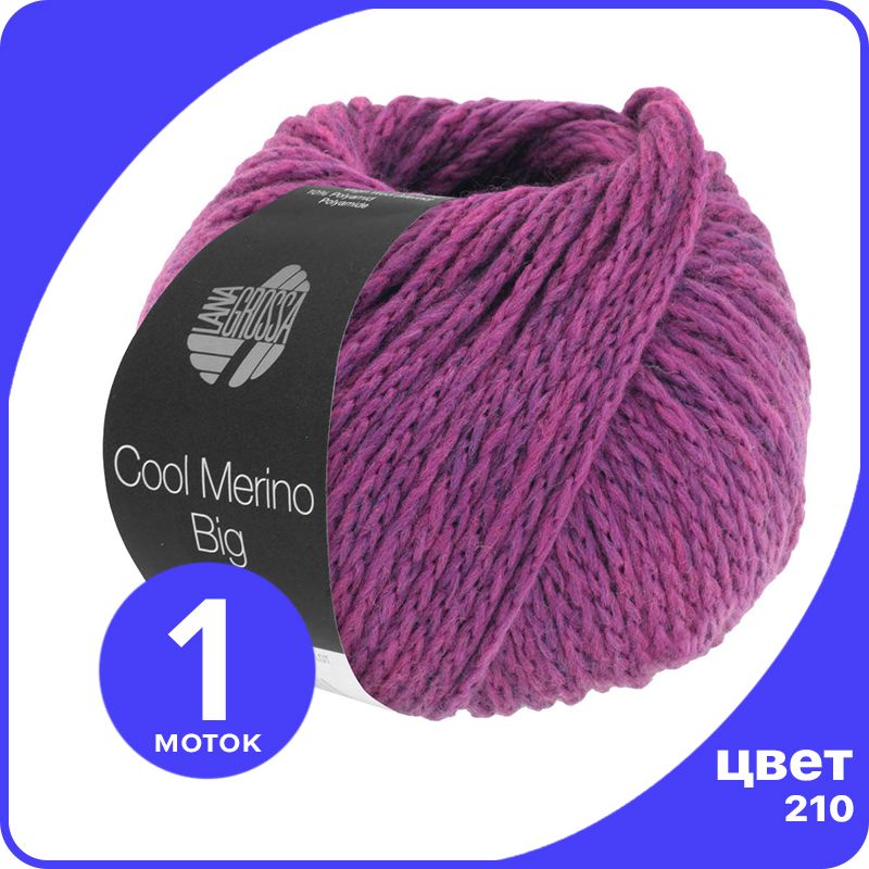 

Пряжа Lana Grossa Cool Merino Big 1 шт - 210 (Фуксия) - 50 гр х 90 м / Лана Гросса Кул Мер, Фиолетовый, LGbigclmerino_klubok.club