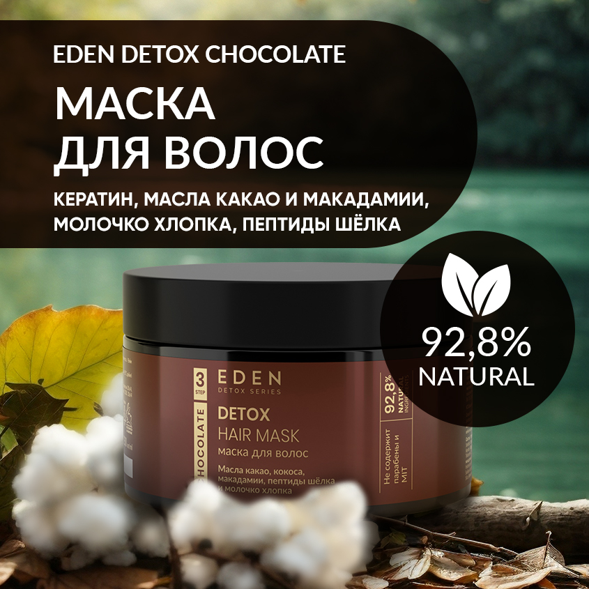 Маска для волос Eden Detox Chocolate 250мл pl маска для волос репейная с витаминами банка 250 мл