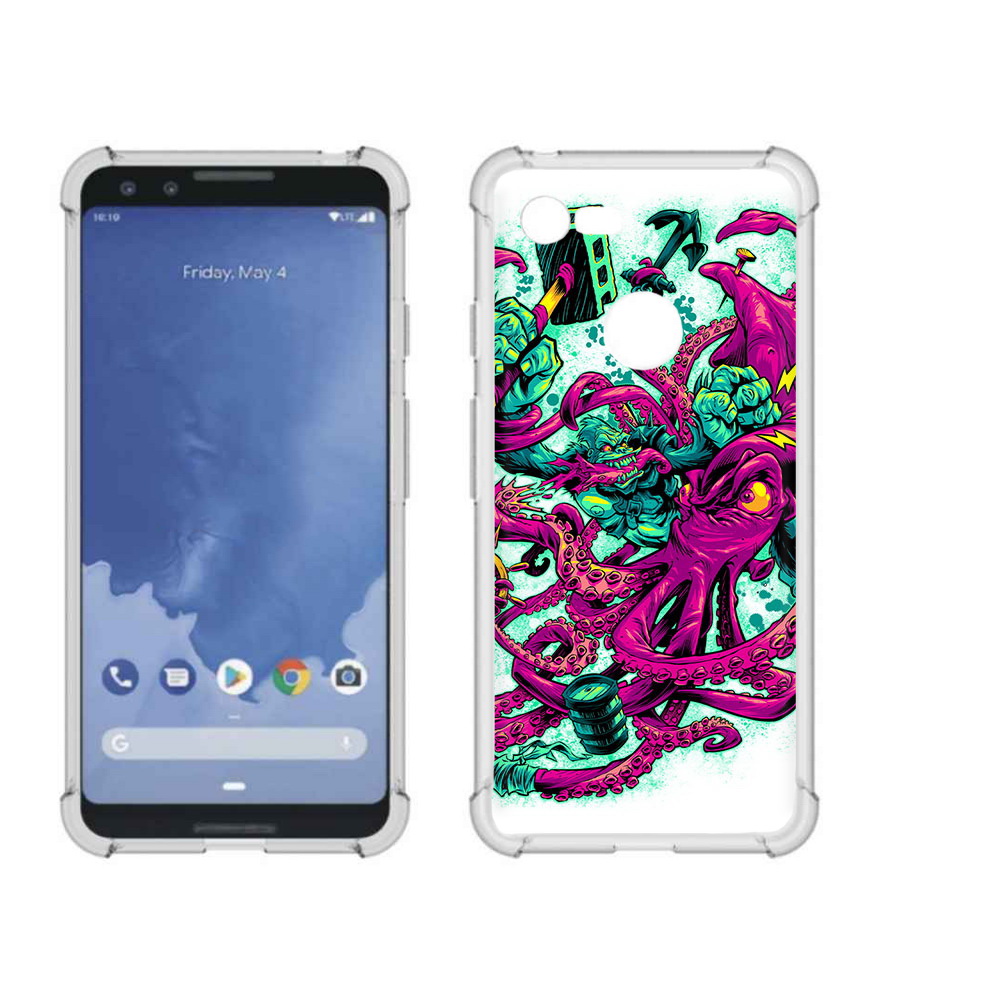 

Чехол MyPads Tocco для Google Pixel 3 фиолетовый кракен, Прозрачный, Tocco