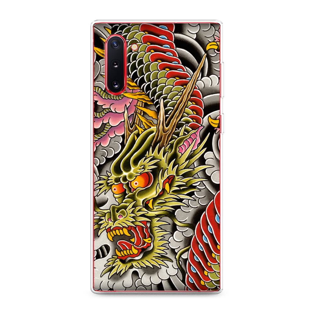 

Чехол на Samsung Galaxy Note 10 "Японский дракон", Желтый;розовый;красный, 28650-4