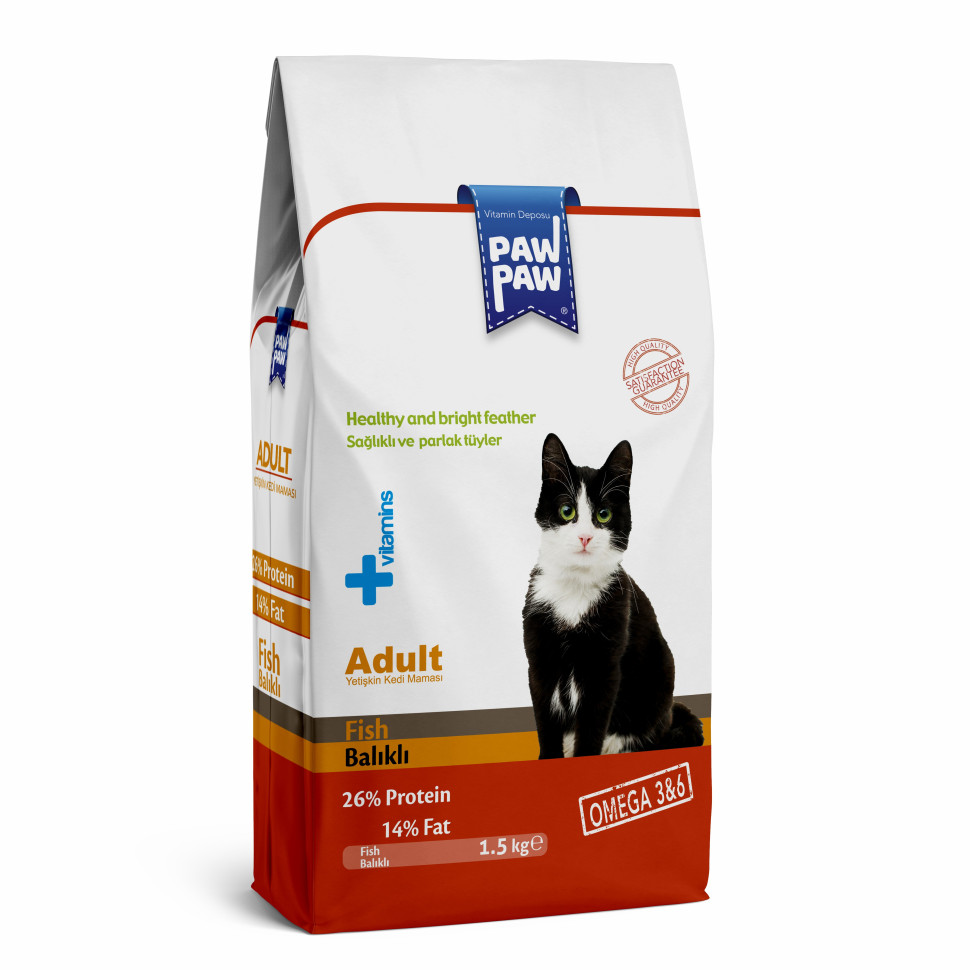 

Сухой корм для кошек Pawpaw Adult Cat Food with Fish с рыбой, 1,5 кг