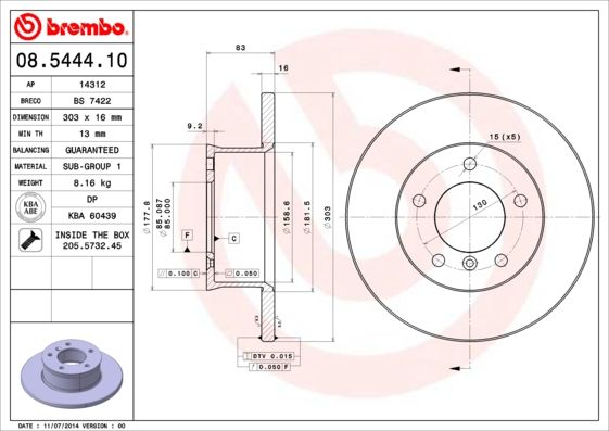 

Диск тормозной Standard | перед |
