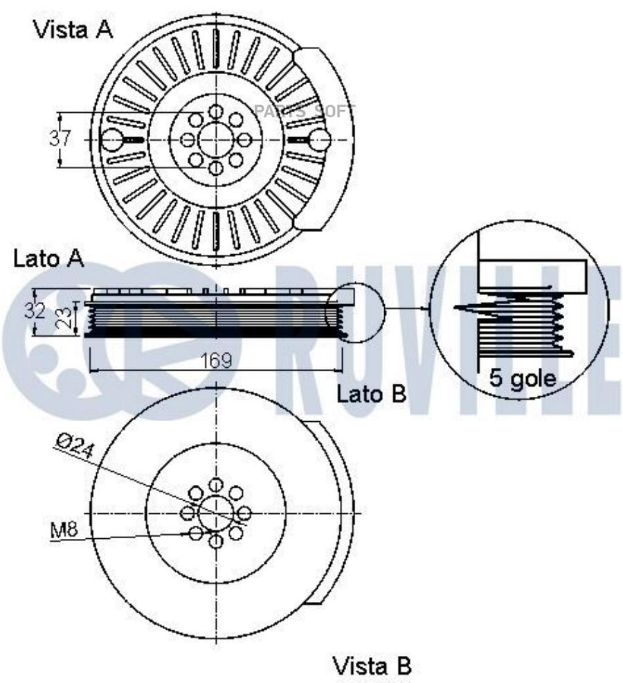 Шкив Коленвала Audi: A6 C6 Ruville арт. 520300