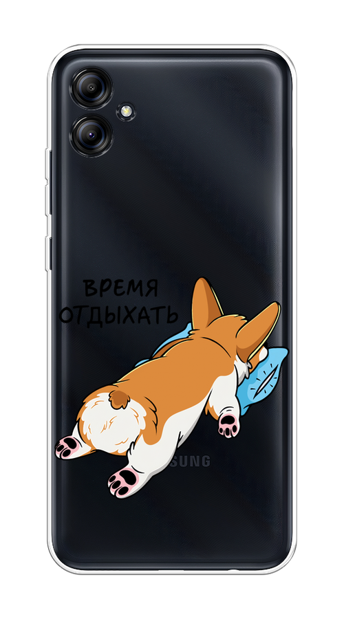 

Чехол на Samsung Galaxy A04e "Корги отдыхает", Черный;коричневый;голубой, 2107650-1