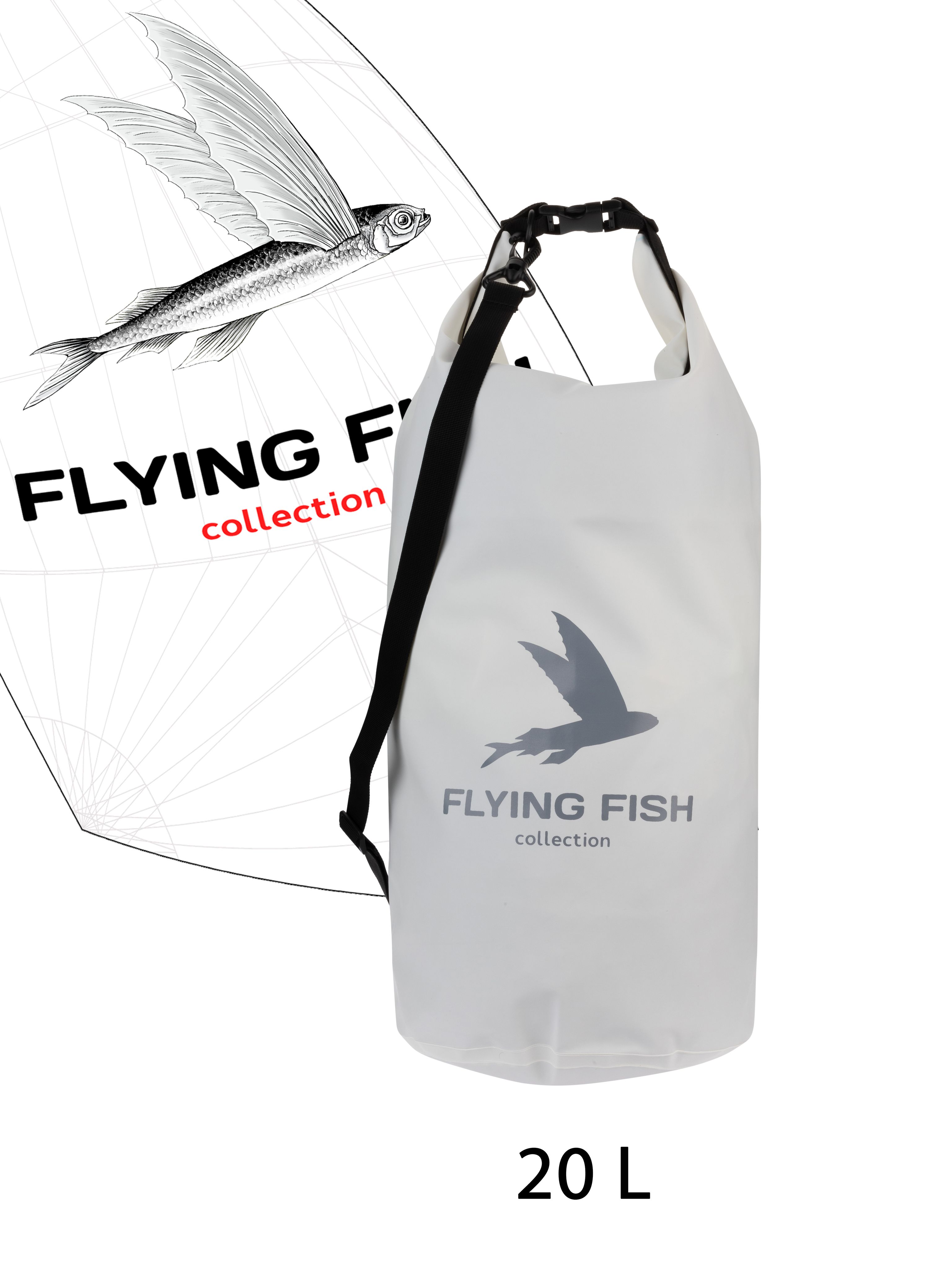 

Гермомешок FLYING FISH collection для яхтинга белый 20 л, для яхтинга