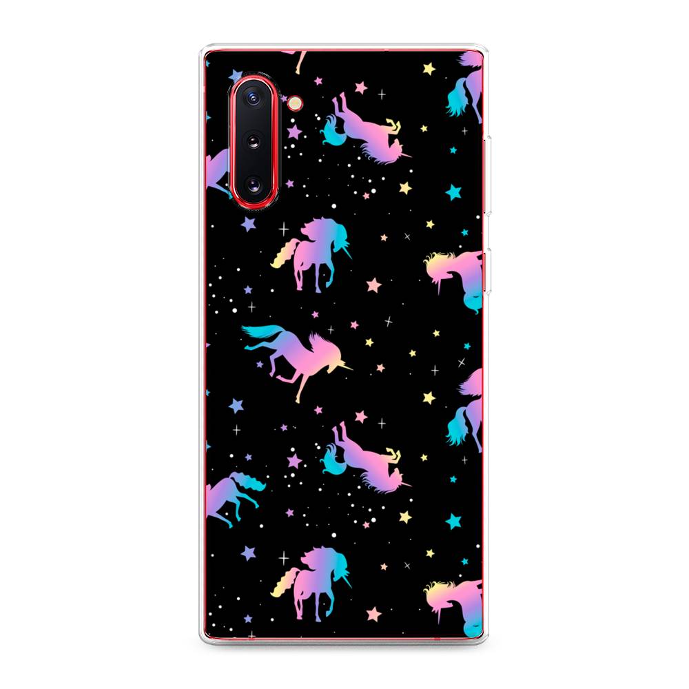 

Чехол на Samsung Galaxy Note 10 "Единороги градиент", Черный;розовый;голубой, 28650-1