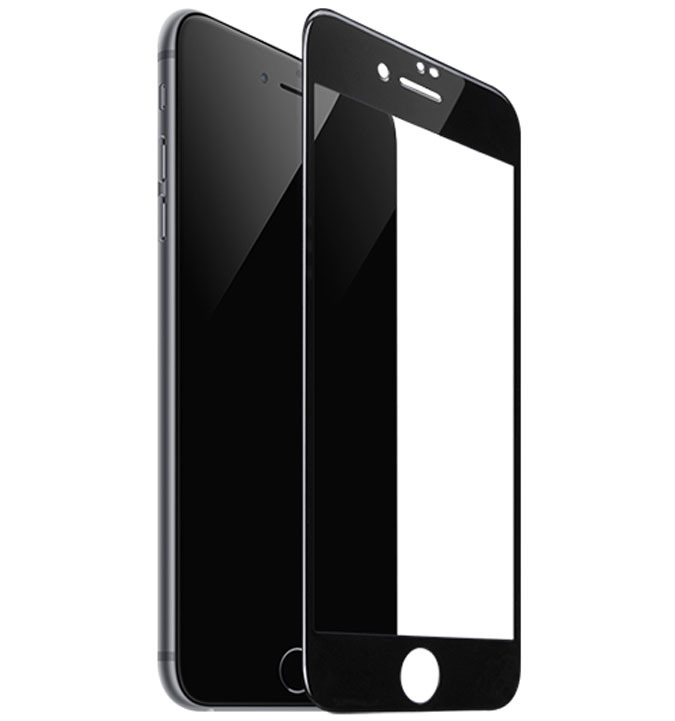 фото Защитное 3d стекло для экрана iphone 8 противоударное / закругленные края (черный) roscase