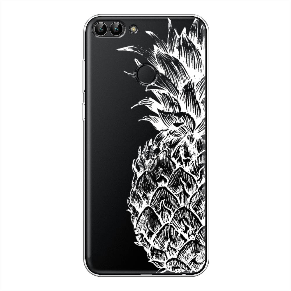 

Чехол Awog на Huawei Y9 2018 "Ананас графика белая", Белый, 64950-10