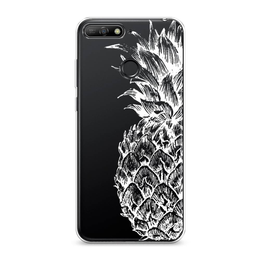 

Чехол Awog на Huawei Y6 Prime 2018 "Ананас графика белая", Белый, 65750-10