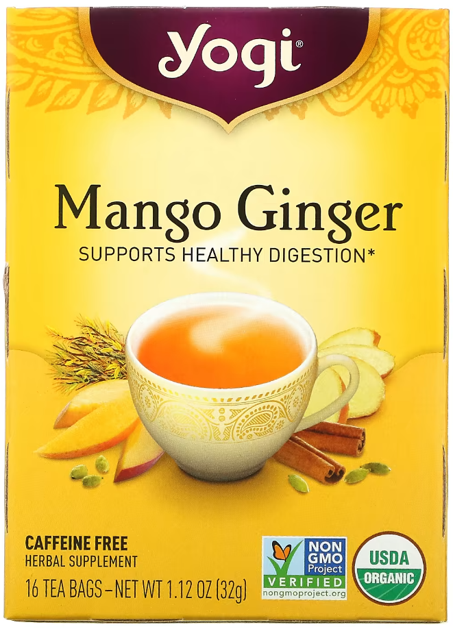 

Чай в пакетиках Yogi Tea Mango Ginger Манго и Имбирь без кофеина, 16 пакетиков