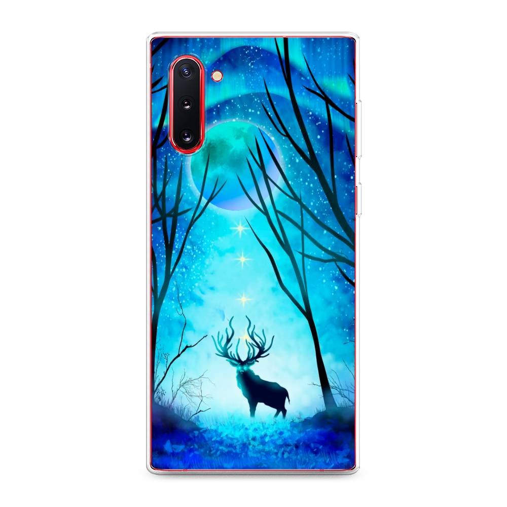 

Чехол на Samsung Galaxy Note 10 "Олень северное сияние", Синий;черный;голубой, 28650-1