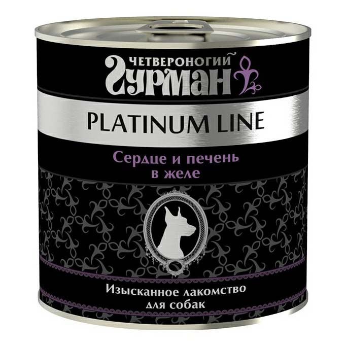 

Влажный корм Четвероногий гурман Platinum Line для собак сердце и печень в желе 240 г